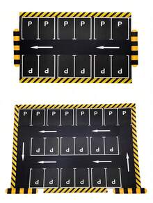 3m/5m Cartoon P Parking Lot & Road Track Tape, DIY Traffic Railway Highway, Car/Train Bend Use Self-Adhesive Vinyl Sticker Decal,For School Supplies,Back To School - Black and White - View 2