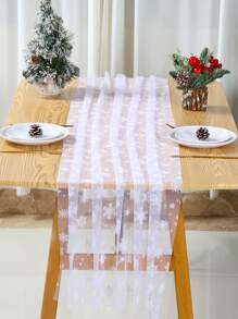 1 件圣诞桌旗，白色雪花设计薄纱面料，75 * 180 厘米矩形涤纶桌布，雪花装饰圣诞桌布，圣诞快乐桌旗，家居装饰，圣诞装饰，冬季桌面装饰，非常适合家庭厨房餐桌装饰，室内/室外装饰，圣诞装饰，圣诞礼物，
