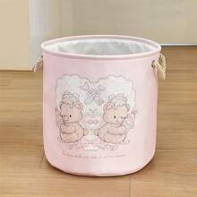 Yiuswoy 35x40cm(13.8x15.7In) Pink Folding Laundry Basket With Cute Rabbit And Bear Design, Thickened Fabric Storage Basket For Clothing, Toys And Miscellaneous Items, Home Decor, Bedroom Storage Dress Pants Shoes Jeans Boots Skirtlaundry Hamper,Washing Basketbathroom Organizer,Basket,Storage Basket,Foldable Laundry Basket