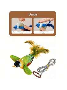 Pluszowa zabawka dla kota z motywem ptaka wróbla, trwała, piszcząca zabawka dla kota i psa, interaktywna zabawka symulująca ptaka z dźwiękiem, interaktywna wisząca zabawka dla kota, zabawki dla kota Migipaws, interaktywny realistyczny latający ptak trzepoczący skrzydłami z kocimiętką, pióra zawieszone na elastycznej gumce, automatyczne ćwierkające zabawki dla kotów domowych, samodzielna zabawa, losowy kolor