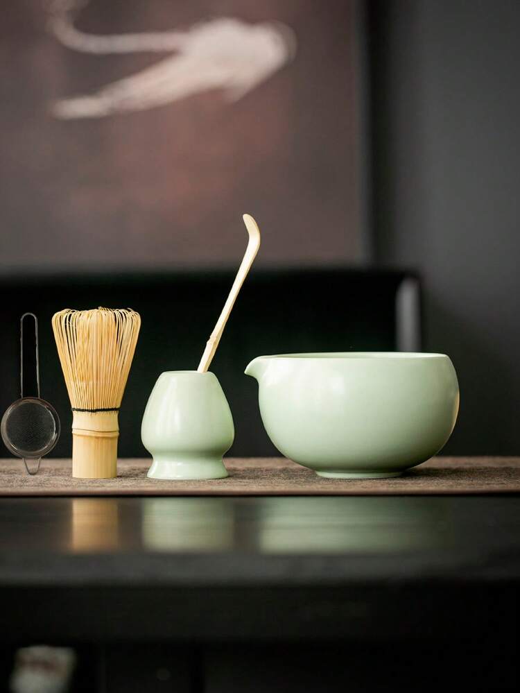 5pcs Set Matcha Bowl Tea Set Accessories, Handmade Bamboo Matcha Powder Whisk, Spoon, Sifter, Portable Matcha Powder Preparation Tools, Suitable For Japanese Ceremony Bamboo Matcha Utensils, Tea Lovers, Kitchen, Restaurant Daily Use, Gifts For Friends, Boyfriends, Girlfriends, Mother's Day, Christmas, Wedding - Five-piece Set - View 1