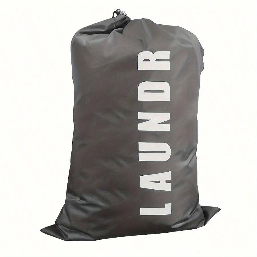 Extra-Large Capacity Canvas Laundry Bag - Durable Drawstring Closure, Washable, Portable, Folding, And Collapsible - Ideal For Home, Travel, And Storage Organization - Gray - 查看 1