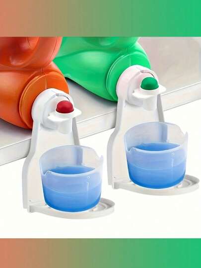 1 حامل كوب مُنظف الغسيل البلاستيكي مع صينية تنقيط - لا يحتاج إلى كهرباء، موزع صابون حامل كوب مُنظف الغسيل مع صينية تنقيط وموزع صابون - تصميم مانع للانسكاب، ضروري للمنزل والحمام والفندق، لا يحتاج إلى كهرباء