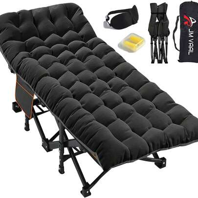 Cama plegable ultraportátil para exteriores con colchón de algodón (capacidad de peso de 150 kg), dimensiones 67 x 187 cm: robusta y compacta, adecuada para oficinas y entornos al aire libre. Incluye antifaz y tapones para los oídos de cortesía para bloquear eficazmente el ruido externo y garantizar un sueño de calidad.