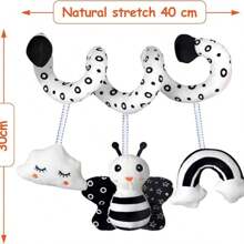 Juguetes para asiento de carro Juguete espiral para asiento de carro para niñas mayores de 6 meses Juguetes para cochecito Juguete de peluche colgante en espiral con elefante para cochecito, carro, viajes y actividades (Delicado), Juguetes para asiento de carro