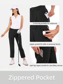 baleaf 女式高尔夫裤弹力轻便速干防水工作裤带拉链口袋（建议选择尺码：常规身材拍小一码。）