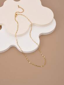 1pc Minimalist Stainless Steel Necklace Chain For Women, Versatile Pendant Necklace, Lip Chain, Cross Chain, Gold Chain, Silver Chain, Valentine's Day Gift, Gift For Friends - Pendant Chain - View 3