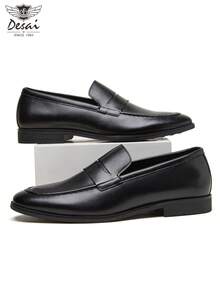 DESAI 1 Pair Men's Business Formal Leather Shoes, Fashion Low-Top Lace-Up Casual Shoes, Durable - Black - View 6