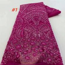 Luxury French Tulle Net Lace 2025 High Quality With Sequins Beads African Nigerian Embroidered Lace Fabrics For Dress Sewing Material