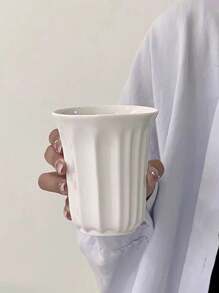 1pc Vintage Minimalist Striped Solid Color Ceramic Mug, High-Quality Solid Color Coffee Cup, Suitable For Drinking Water, Milk, Oatmeal, Tea, Juice, Breakfast, Coffee, Beverages, Etc. Applicable For Cafes, Home, Restaurants, Parties, Balls, Offices. Great Gift For Father's Day, Mother's Day, Friends, Boyfriends/Girlfriends, Family, Teachers, Colleagues, Wedding, Housewarming.