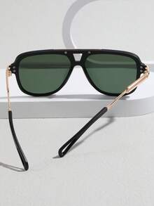 1 Pair Men's Large Frame Metal Decor Fashion Fashion Glasses, Outdoor Vacation Beach UV Protection