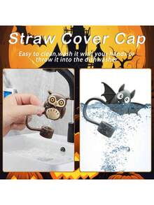 15PCS 10mm/0.4in Silicone Straw Toppers Cup Accessories For 30/40 Oz Tumbler With Handle, Love Shack Fancy Straw Cover For Cup, Cute 3D Halloween Straw Topper For Holiday, Reusable Straw Cover Cap For Cup