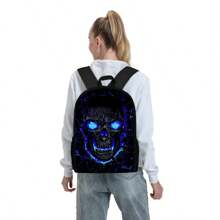 Cool Skull Pattern Printed Backpack, Fashionable And Versatile Casual Backpack Halloween School Bags