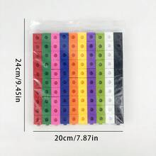 隨機配色多色教育連鎖積木－塑膠互鎖積木、堆疊積木，可計數與顏色分類，DIY拼圖建構，早期教育玩具，邏輯思考與精細動作技能訓練，教室獎勵 - 彩色 - 查看 8