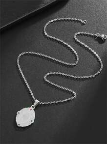 1pc Fashionable Colorful Cubic Zirconia Virgin Mary Pendant Necklace, Stainless Steel Jewelry Gift For Women