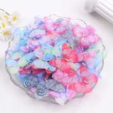 涤纶多色双层蝴蝶贴花、刺绣补丁、婚礼装饰、女士时尚配饰、适用于 DIY 发夹、婚纱、手机壳、墙壁、家居、衣服装饰、派对、婚礼、音乐节、度假、生日礼物、珠宝装饰