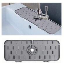 Tapete de drenagem de silicone de 1 peça, filtro antirrespingo para torneira de cozinha e banheiro, tapete de drenagem de pia antiderrapante para a lateral da pia, essencial para decoração de casa e cozinha, parte do seu estilo aconchegante de outono e inverno e decorações de Natal