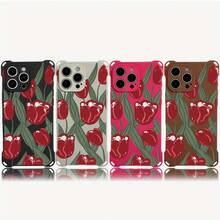 Funda para teléfono El diseño de patrón de flores rojas con cuatro esquinas para colgar la funda para teléfono S es adecuada para 15 Plus 14 Pro 16 13 12 Fundas blandas impresas de TPU - Colores mixtos 1 - Ver 3