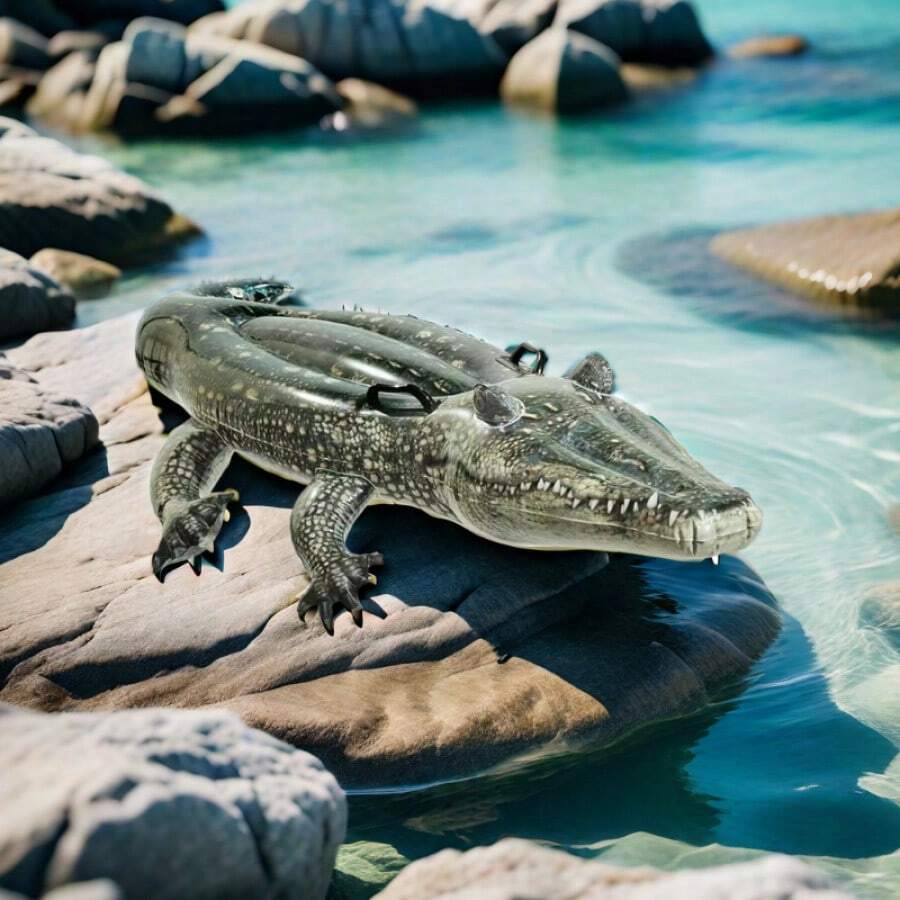 Inflatable Crocodile Shaped Raft, Essential For Beach & Pool, Beach ...