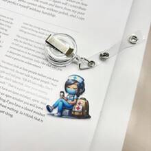1 rolă retractabilă pentru insignă de identitate cu tematică de asistentă medicală, material acrilic durabil (PMMA), esențială pentru asistente medicale, medici, asistent medical autorizat și asistent medical practic, accesoriu pentru birou, cadou pentru prieteni și colegi