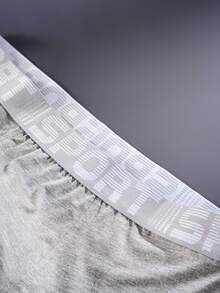 HIALEGION 4 piezas Calzoncillos deportivos para hombre con cinturilla con estampado de letras, ropa interior deportiva y de ocio de unicolor, calzoncillos tipo bóxer simples y cómodos para hombres