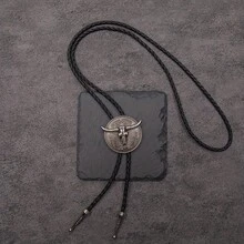 1pc Gothic Bull Head Bolo Tie, Western Cowboy Style Fashion Necklace/Lanyard, Long Version Accessory - Multicolor - View 12