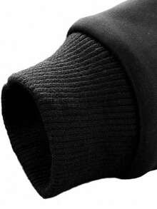 Men's 2 Pieces Fleece Tracksuit Set - Warm Zip-Up Jacket And Straight-Leg Pants For Fall & Winter - Black - View 8