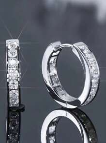 1 Paar klassische 925 Sterling Silber Ohrringe mit kubischem Zirkonia, Hochzeits- und Jahrestags-Ohrschmuck für Frauen, hochwertiger Schmuck