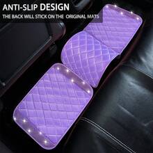 5 Pcs Bling Leather Car Mats Shining Artificial Diamond Floor Mats Crystal Rhinestone Sparkly Glitter Carpet Anti-Slip Waterproof Pad Universal Fit For Automotive SUV, Sedan, Van, Girl Women - Đá giả da màu tím - Xem 4