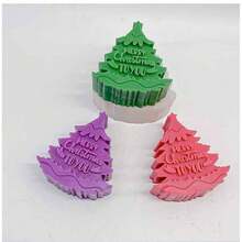 1 pieza Molde de vela de árbol de Navidad, Feliz Navidad, Manualidades DIY de yeso jabonoso y resina para decoraciones de fiesta de Navidad y regalos creativos