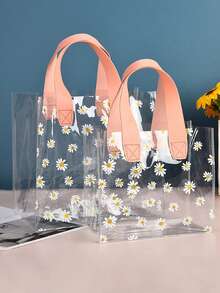 2 件/1 件厚透明 PVC 情人节礼品袋、圣诞礼物纪念品袋、婚礼回礼糖果盒手提袋、午餐袋 - 彩色 - 查看 2