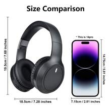 Gerripuer 无线耳机 无线头戴式立体声耳机 环绕声 低音增强 内置麦克风 适合办公室旅行运动游戏耳机 - 黑色 - 查看 6