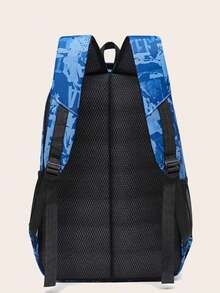 Fashionable New Tie-Dye Cartoon Large Capacity Backpack 3pcs/Set - Blue - View 5