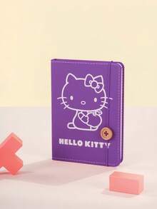 1pc Genuine  Fabric Hardcover A6 Notebook, Cartoon Cute Kitty Colorful Pages, Button Decorated Journal, Stationery Gift For Kids Back To School - Multicolor - View 4