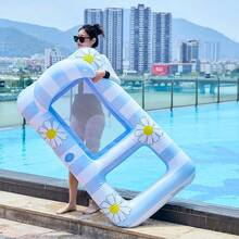 1 Set Of Pool Lounger Floats Adult-Extra Large Pool Inflatable Pool Floaties Raftst Floating Chair Water Floaties For Swimming Pool Lake Lounge Float With Cup Holders Beach Vacation Pool Party, Beach Essentials, Beach Accessories - Multicolor - View 11