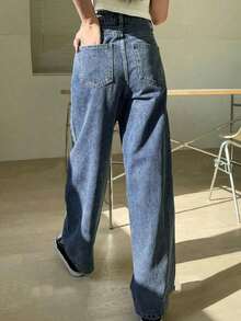 Women's High Waist Washed Jeans Wide Leg Pants High Waisted Butt Lifting Jeans - JEANS-MEDIO - Ver 4