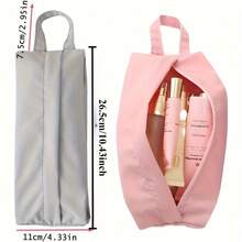 A Set Of Three Fabric Storage Bags, Portable Travel Makeup Pouch, Storage Bags For Underwear And Socks, Hand Wash, Available In Gray, Pink, And Light Brown, Perfect For Travel. - Multicolor - View 11