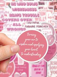 50 件粉色耶稣圣经诗句贴纸礼物卡通装饰剪贴簿笔记本电脑行李吉他水杯手机壳 DIY 贴花，适用于学校用品，返校 - 彩色 - 查看 6