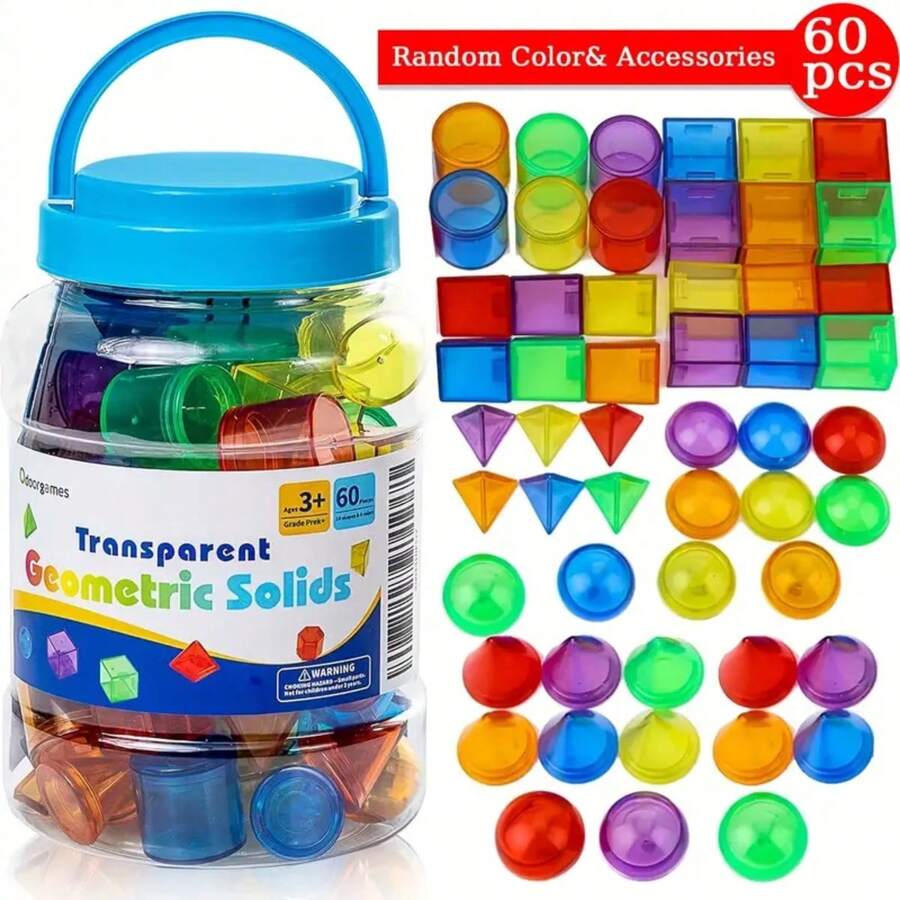 Các hình khối hình học 3D - Đồ chơi toán học trong suốt, đồ chơi phân loại và xếp chồng, thích hợp cho bàn chiếu sáng, đồ chơi giáo dục cho trẻ 3-6 tuổi, lý tưởng cho việc giảng dạy trong lớp học và làm quà tặng.