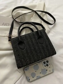 轻便、休闲简约的草编包，适合少女、女大学生，非常适合大学、户外、旅行、郊游