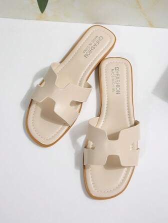 Sandalias planas deslizantes con decoración metálica para mujeres, antideslizantes para uso en interiores, exteriores y playa