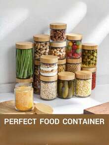 4pcs 16oz Glass Jars With Airtight Lids, Overnight Oats Containers With Bamboo Lids, Wide Mouth Mason Salad Jars, Food, Yogurt, Spice, Sugar Storage Containers - Multicolor - View 4