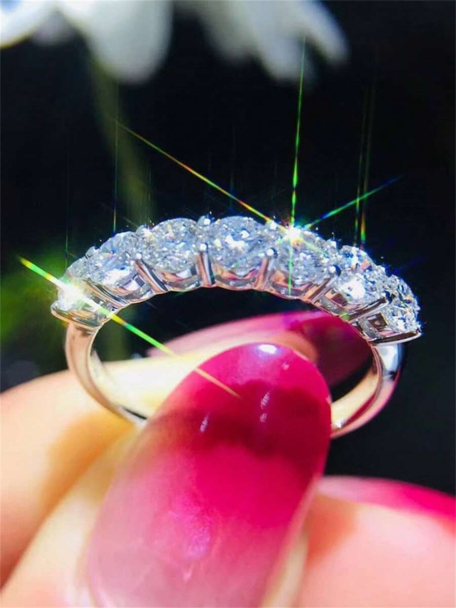 1 件迷人方晶锆石戒指，适合女士婚礼订婚情人节派对礼物 - 1# - 查看 1
