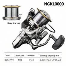 NYAYEO Ultra-Light Spinning Reel, Aluminum Alloy Spool, Stainless Steel Bearing, Spinning Fishing Reel,8000 9000 10000 12000 14000 Models,25KG Powerful Reel, Suitable For Saltwater & Freshwater Fishing - Silver - View 16