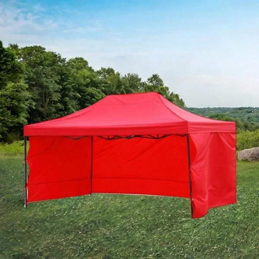Carpa toldo plegable con paredes tamaño 3x45 metros lona impermeable resistente para exteriores protección contra sol y lluvia fácil instalación desmontable portátil ideal eventos jardín terraza camping fiestas reuniones uso comercial multifuncional durable accesorios toldos - Rojo - Ver 1
