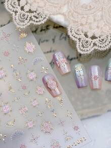 Beautizon Nailartlab 1片圖騰美甲貼紙，DIY巴洛克風5D美甲裝飾貼紙 - 彩色 - 查看 2