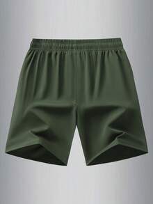 Quần short lụa băng mùa hè của bạn trai, quần short Bermuda thể thao ngoài trời cho nam tập luyện chạy bộ thể dục - xanh quân đội - Xem 2