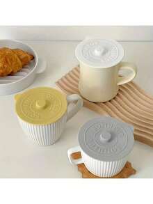 1 Packung Silikon-Tassen-Deckel - Universelle staubdichte Tassen-Abdeckungen für Tassen, Teetassen, Gläser - Nordischer Stil Grau, Gelb, Schwarz, Weiß und andere - für Büro & Zuhause - perfektes Geschenk für Familie, Kollegen, Freunde - ideal für Halloween, Weihnachten