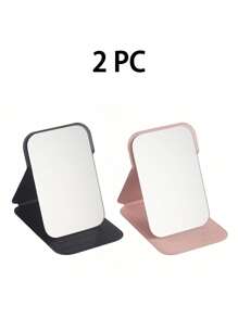 1pc Foldable Mini Makeup Mirror, Portable PU Leather, Women's Makeup Mirror, Daily Use Student Dormitory Desktop Standing Makeup Mirror - Elegant Design Holiday Gift
