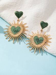 1 par de pendientes minimalistas con Charm geométrico en forma de gota de aceite y corazón, ideal como regalo de San Valentín, Día de la Madre - Rosa Fucsia - Ver 8